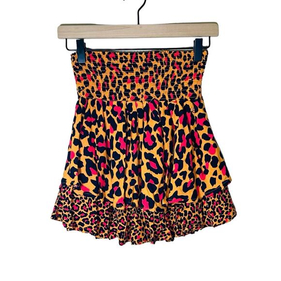 Maaji Stone Shell Short Skirt in Leopard Print Pink Orange Spring Break Beach XS - Picture 4 of 13